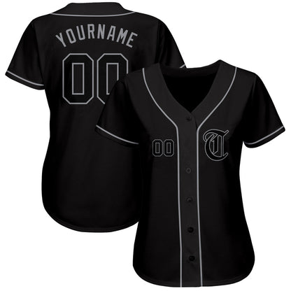 Custom Black Black-Gray Authentic Baseball Jersey - Sky-Custom