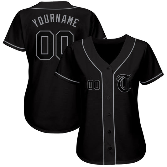 Custom Black Black-Gray Authentic Baseball Jersey - Sky-Custom