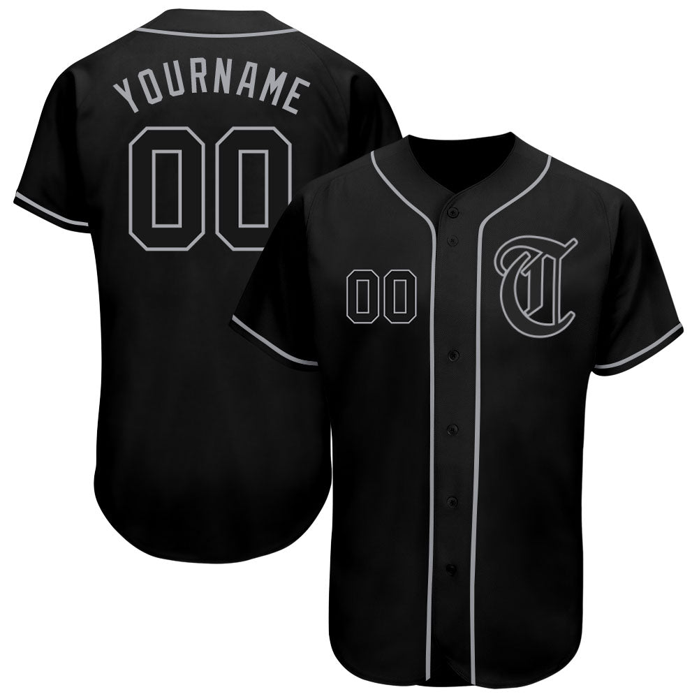 Custom Black Black-Gray Authentic Baseball Jersey - Sky-Custom
