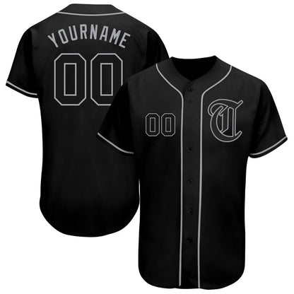 Custom Black Black-Gray Authentic Baseball Jersey - Sky-Custom