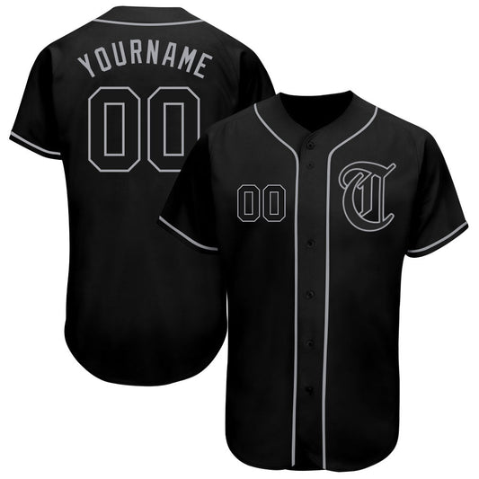 Custom Black Black-Gray Authentic Baseball Jersey - Sky-Custom