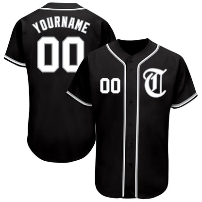 Custom Black White-Gray Authentic Baseball Jersey - Sky-Custom