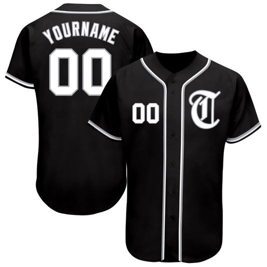 Custom Black White-Gray Authentic Baseball Jersey - Sky-Custom