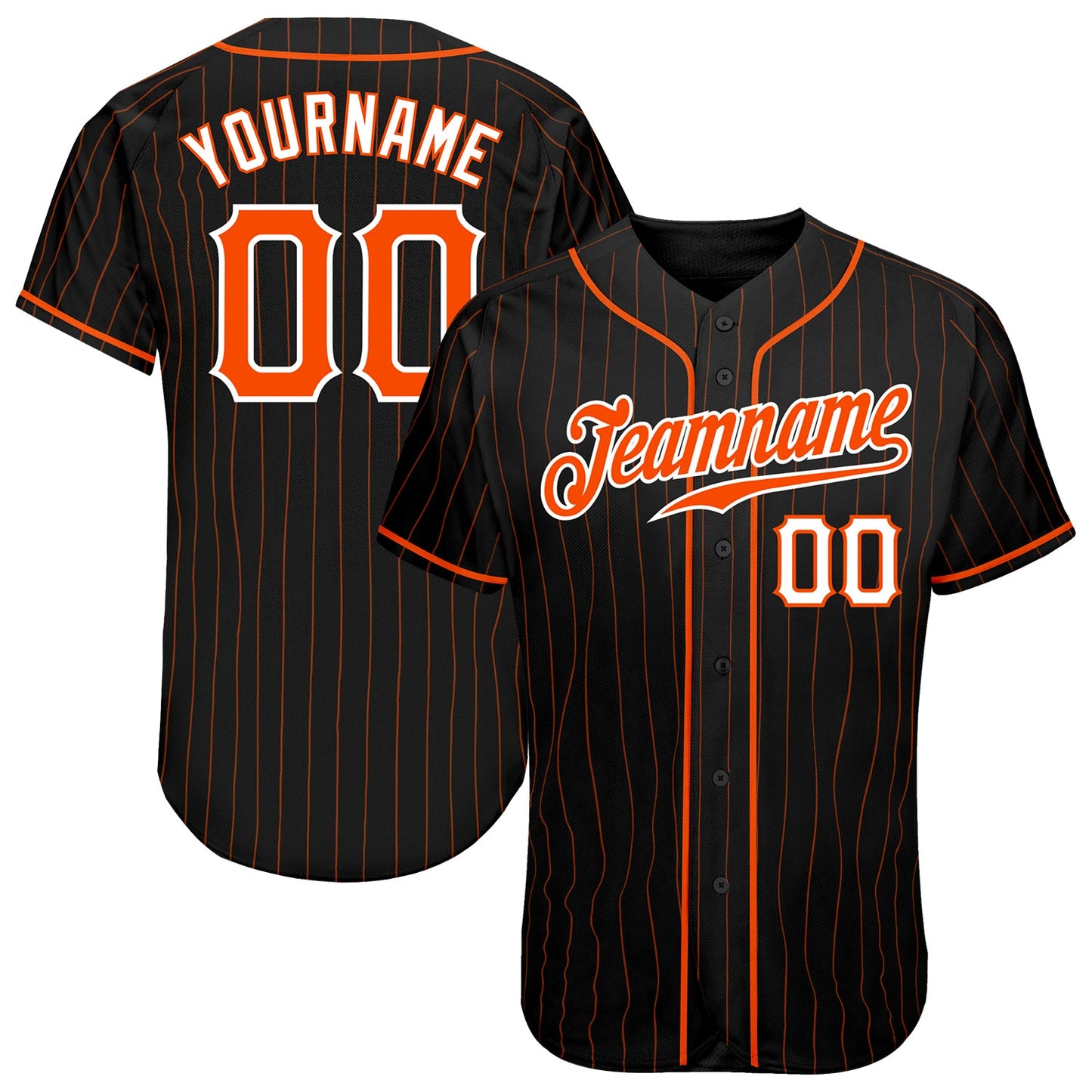 Custom Black Orange Pinstripe Orange-White Authentic Baseball Jersey - Sky-Custom