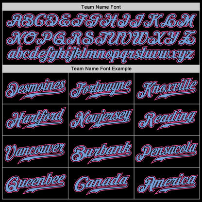 Custom Black Light Blue Pinstripe Pink-Light Blue Authentic Baseball Jersey - Sky-Custom