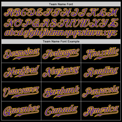 Custom Black Gold Pinstripe Purple-Gold Authentic Baseball Jersey - Sky-Custom