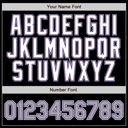 Custom Black Gray Pinstripe Gray-Purple Authentic Baseball Jersey - Sky-Custom