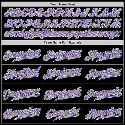 Custom Black Gray Pinstripe Gray-Purple Authentic Baseball Jersey - Sky-Custom
