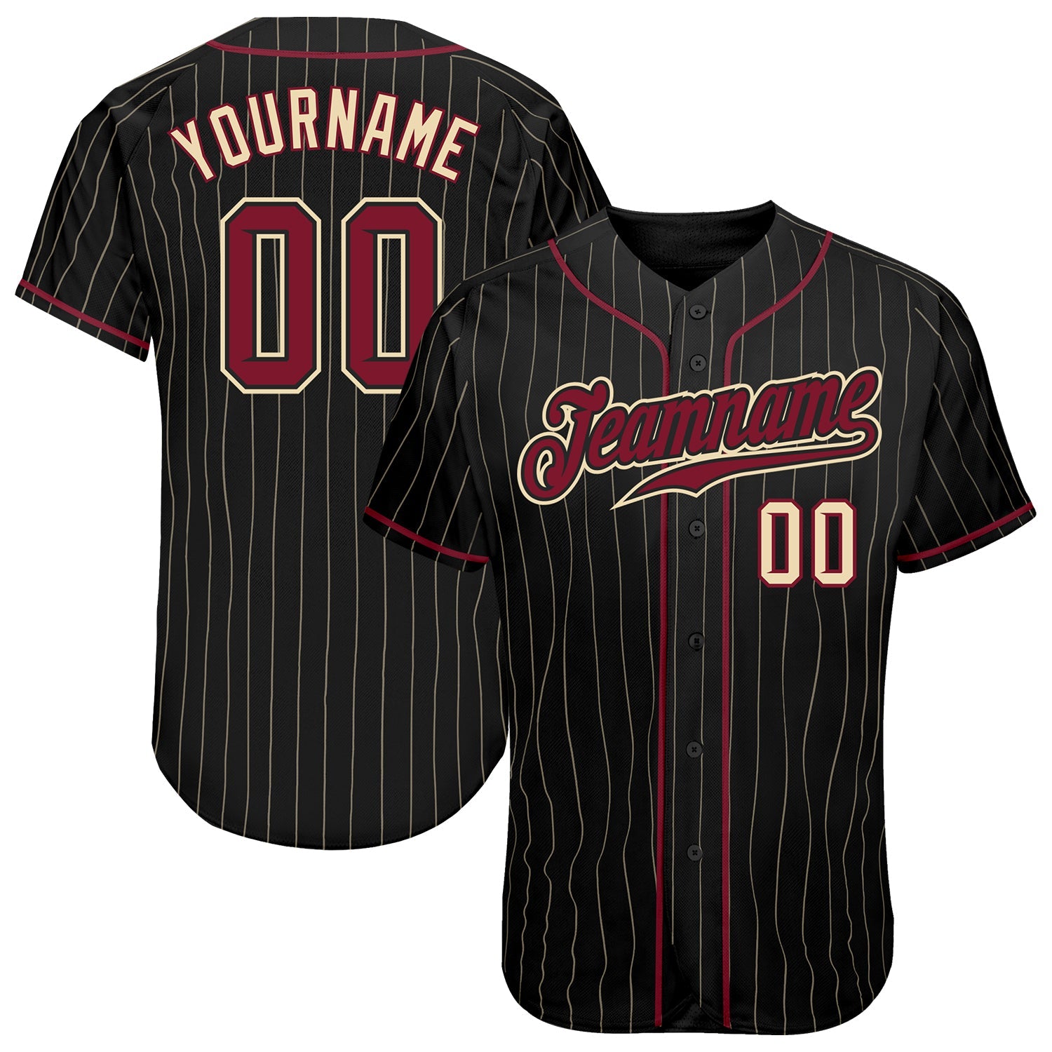 Custom Black Cream Pinstripe Crimson-Cream Authentic Baseball Jersey - Sky-Custom