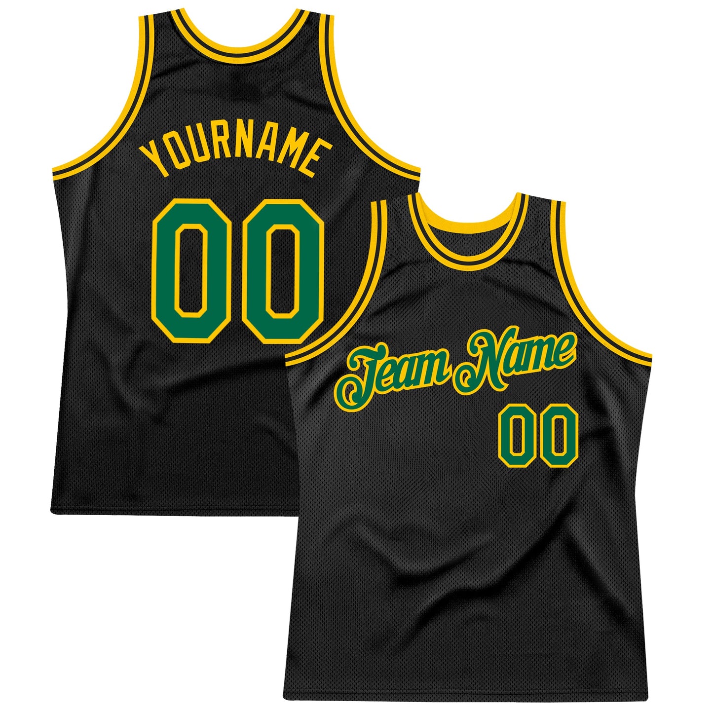 Custom Black Kelly Green-Gold Authentic Throwback Basketball Jersey - Sky-Custom
