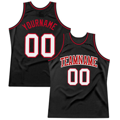Custom Black White-Red Authentic Throwback Basketball Jersey - Sky-Custom