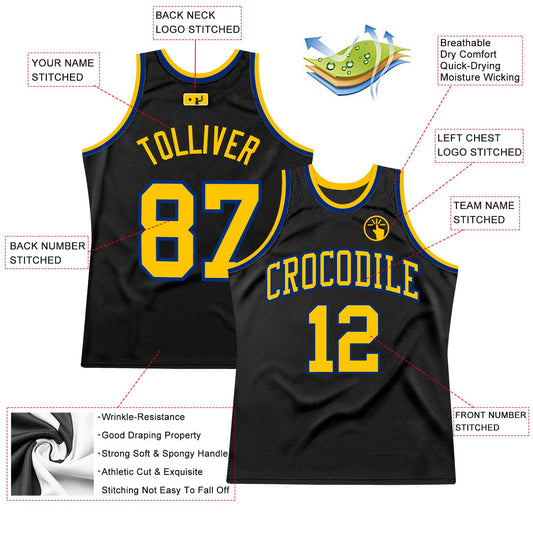 Custom Black Gold-Royal Authentic Throwback Basketball Jersey - Sky-Custom