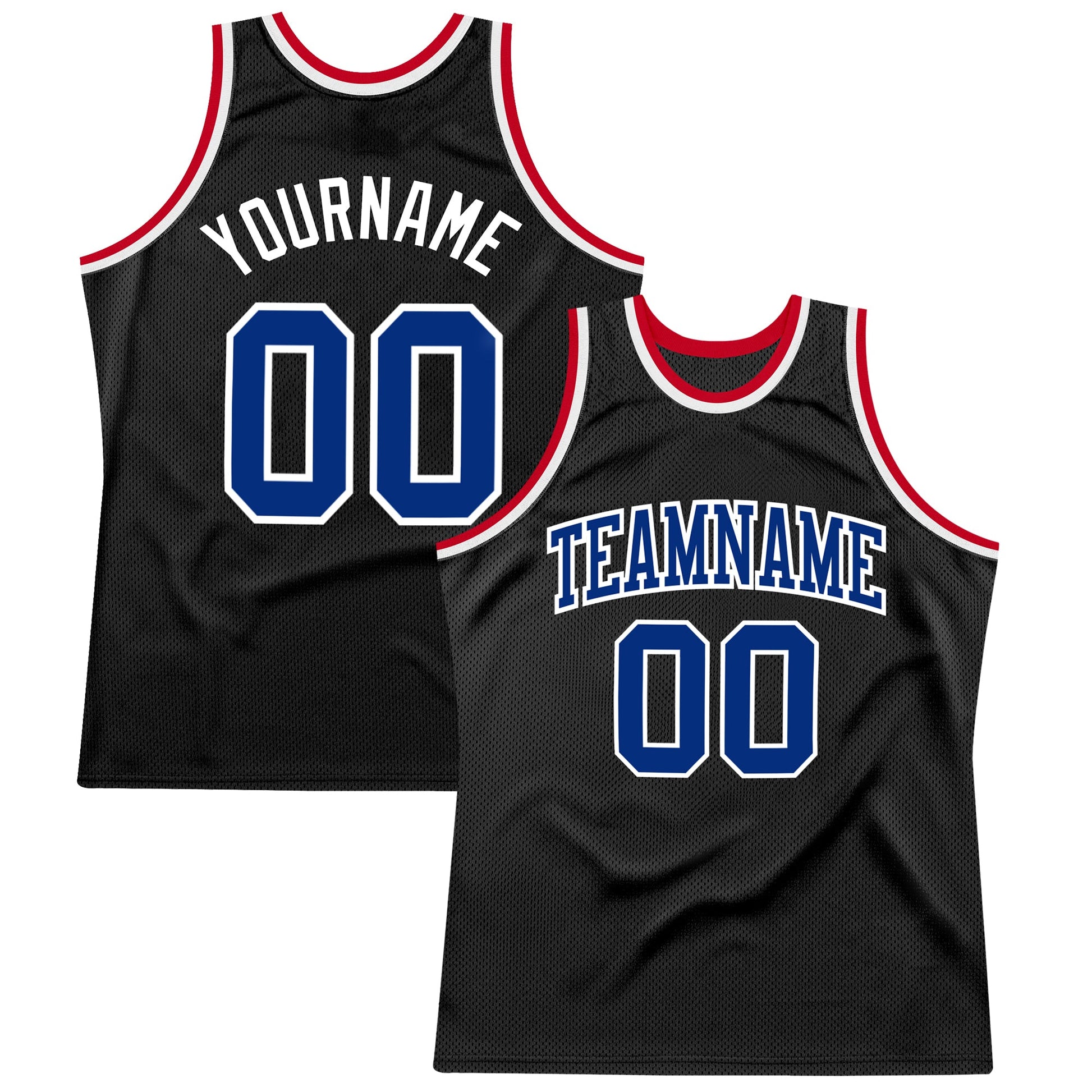 Custom Black Royal-White Authentic Throwback Basketball Jersey - Sky-Custom