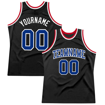 Custom Black Royal-White Authentic Throwback Basketball Jersey - Sky-Custom