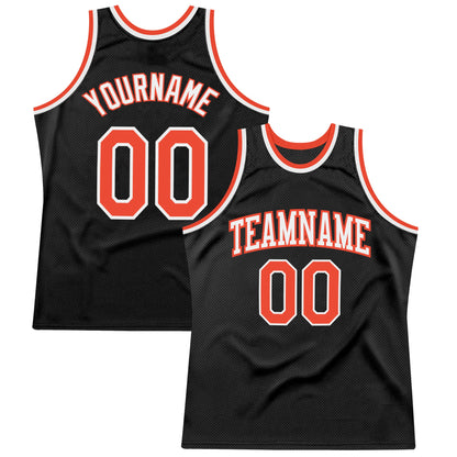 Custom Black Orange-White Authentic Throwback Basketball Jersey - Sky-Custom