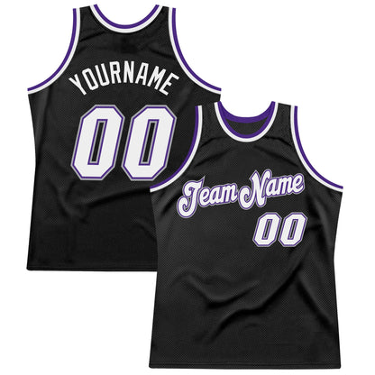 Custom Black White-Purple Authentic Throwback Basketball Jersey - Sky-Custom
