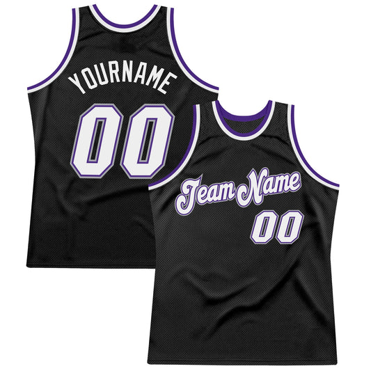 Custom Black White-Purple Authentic Throwback Basketball Jersey - Sky-Custom