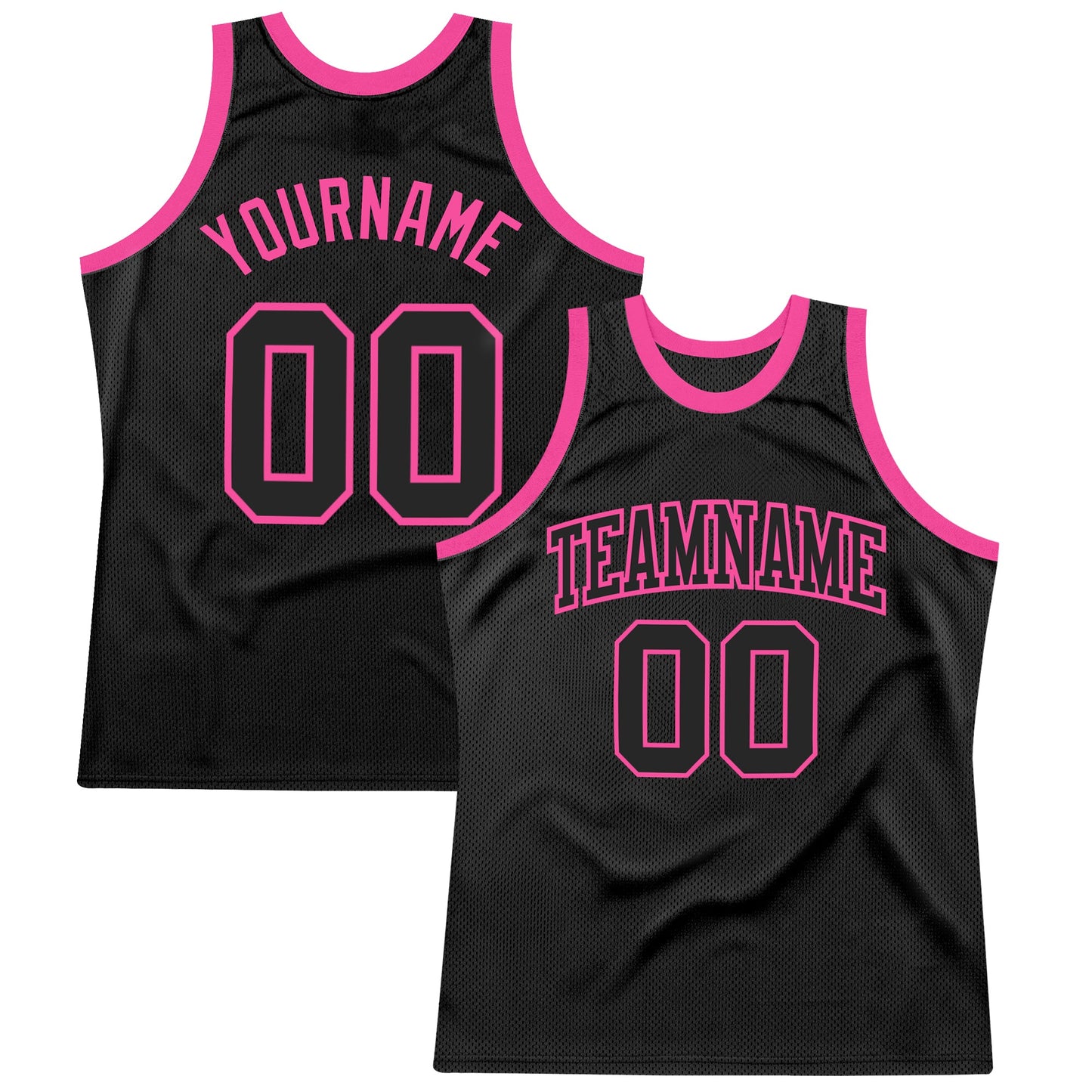 Custom Black Black-Pink Authentic Throwback Basketball Jersey - Sky-Custom