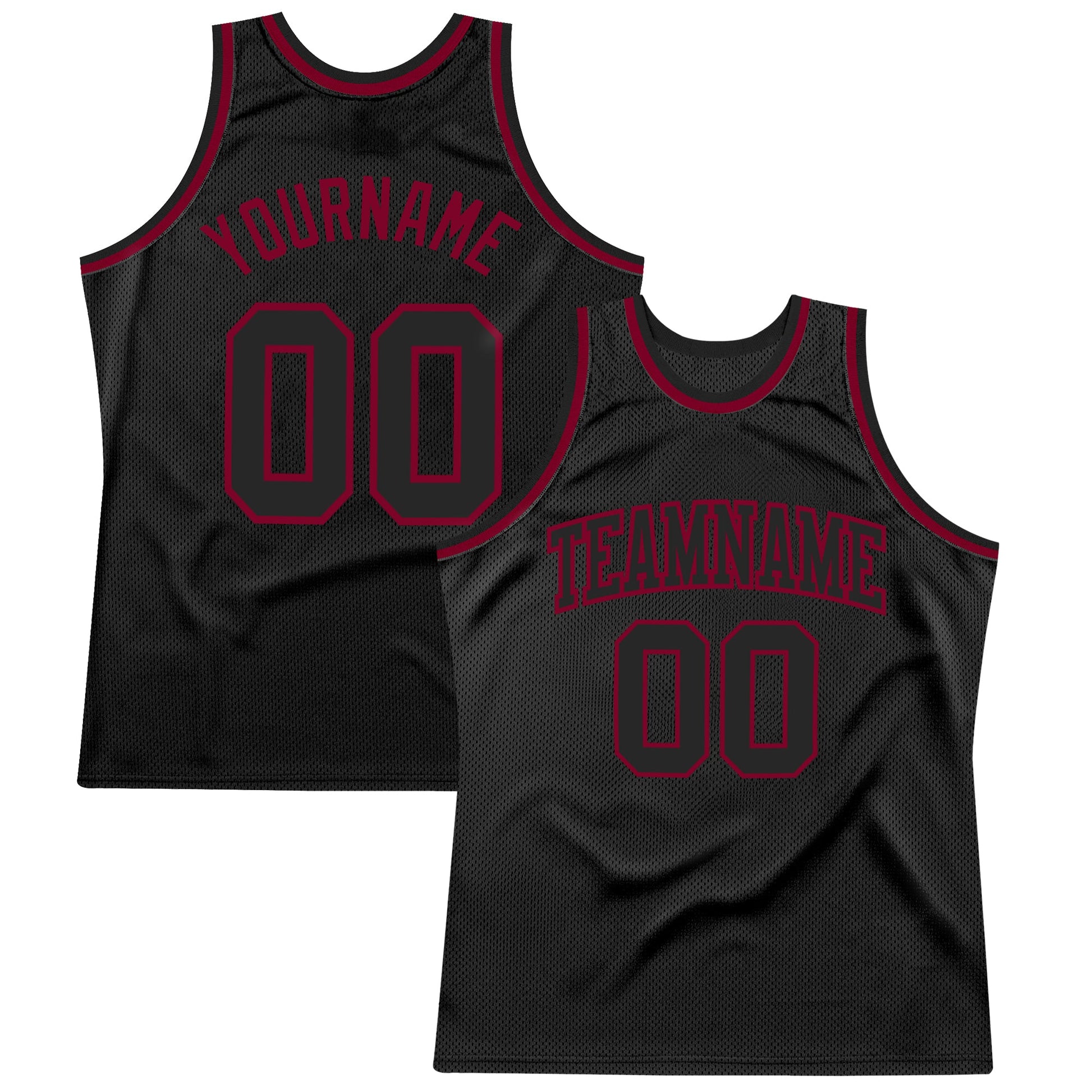 Custom Black Black-Maroon Authentic Throwback Basketball Jersey - Sky-Custom