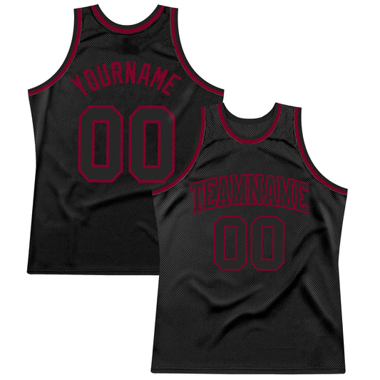 Custom Black Black-Maroon Authentic Throwback Basketball Jersey - Sky-Custom