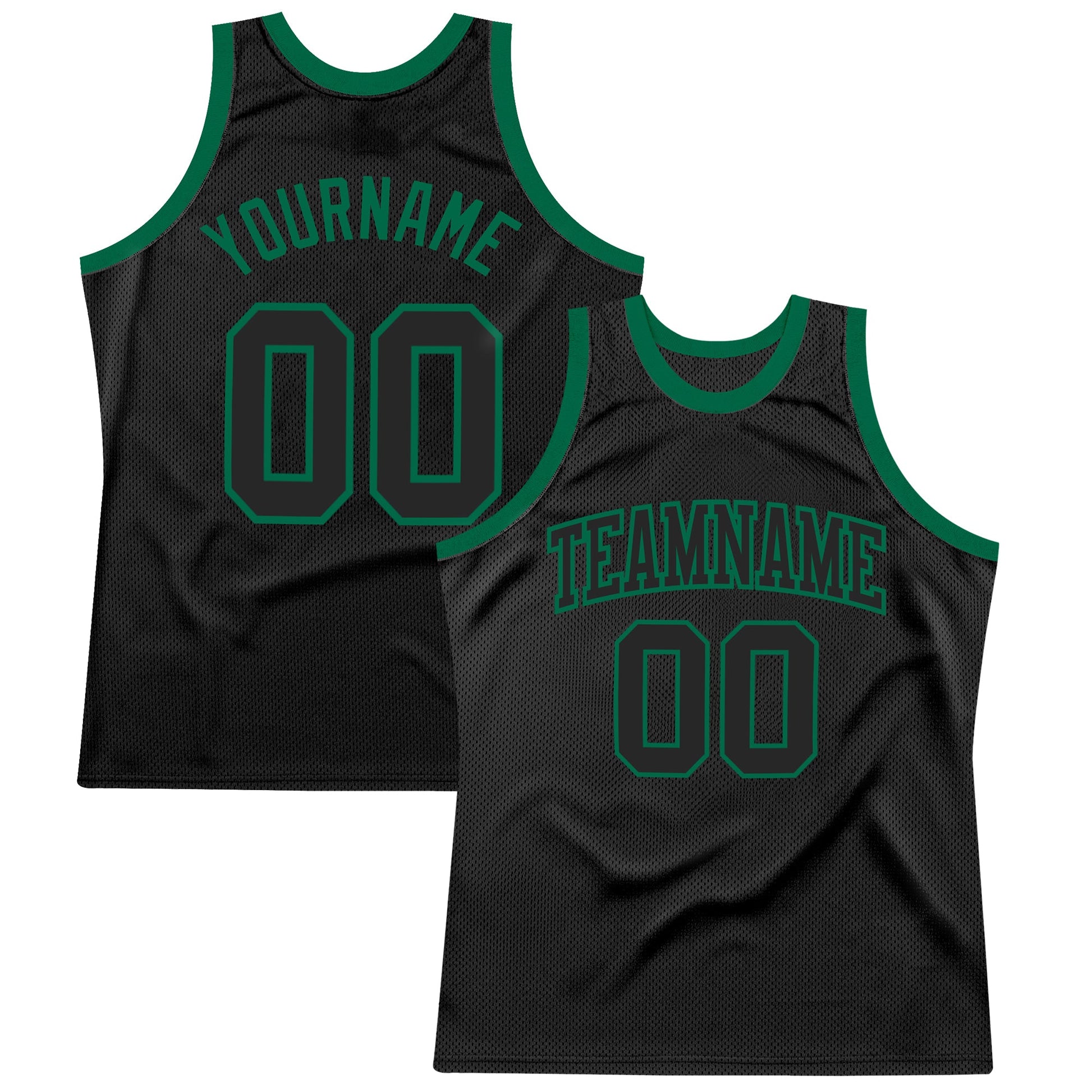 Custom Black Black-Kelly Green Authentic Throwback Basketball Jersey - Sky-Custom