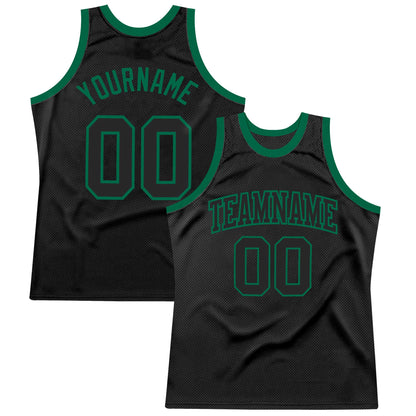 Custom Black Black-Kelly Green Authentic Throwback Basketball Jersey - Sky-Custom