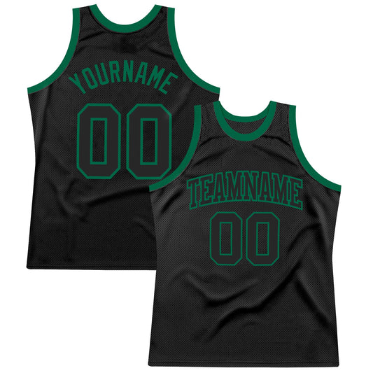 Custom Black Black-Kelly Green Authentic Throwback Basketball Jersey - Sky-Custom