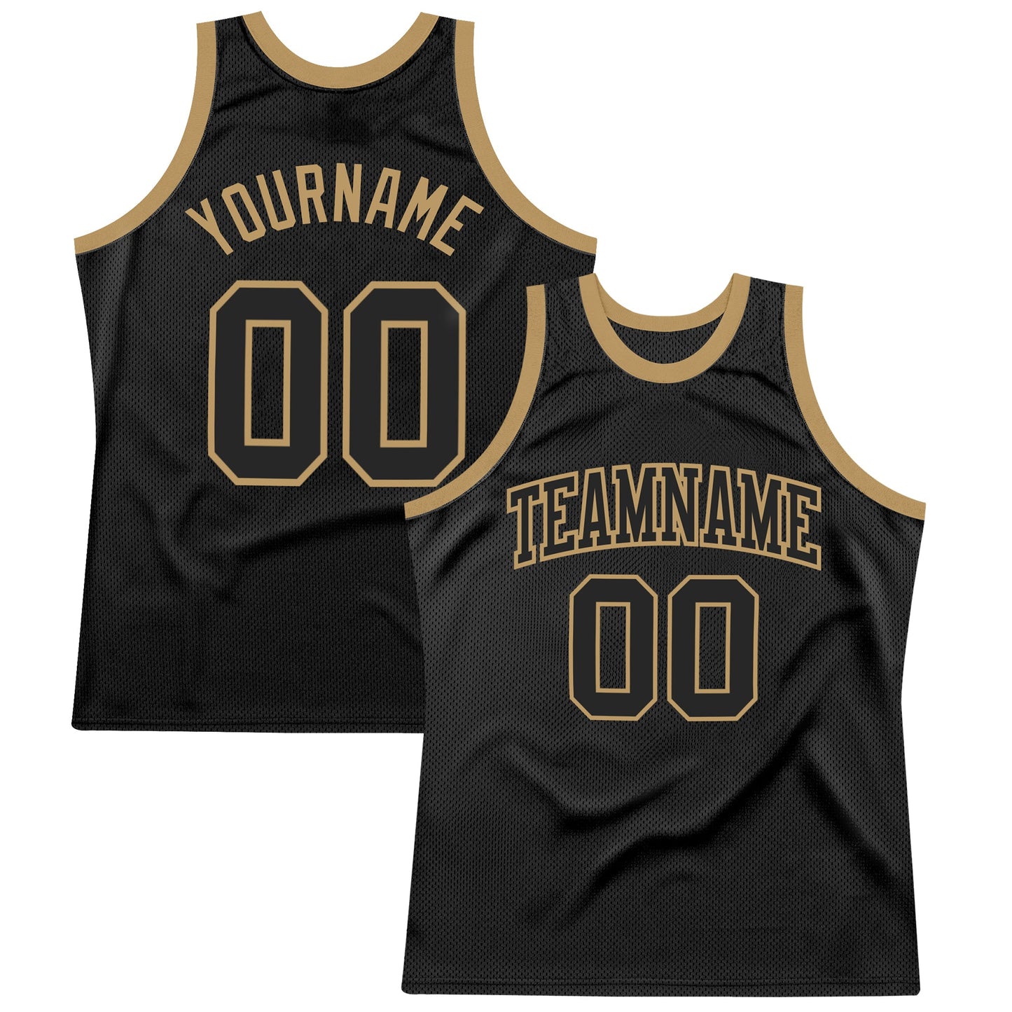Custom Black Black-Old Gold Authentic Throwback Basketball Jersey - Sky-Custom