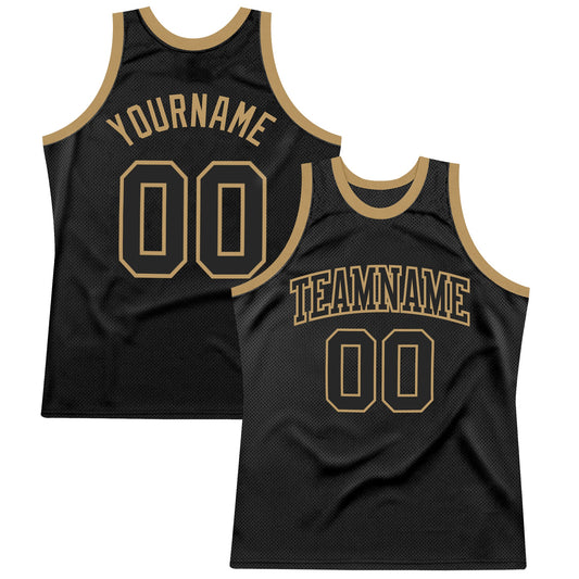 Custom Black Black-Old Gold Authentic Throwback Basketball Jersey - Sky-Custom