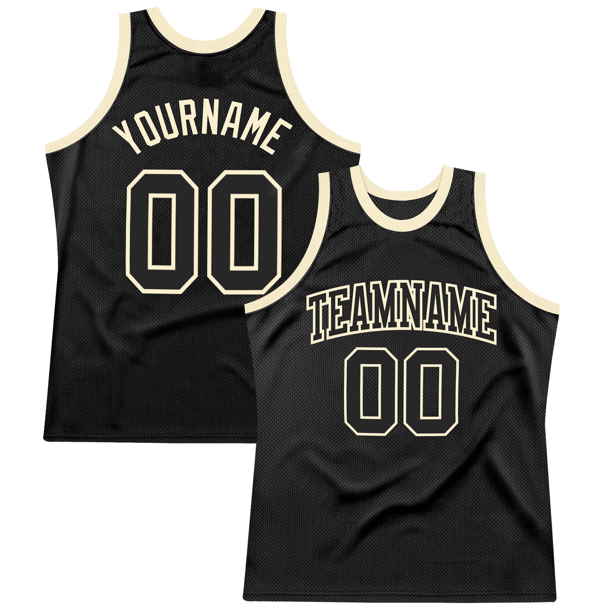 Custom Black Black-Cream Authentic Throwback Basketball Jersey - Sky-Custom