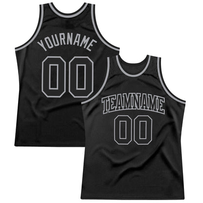 Custom Black Black-Gray Authentic Throwback Basketball Jersey - Sky-Custom