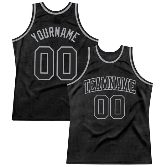 Custom Black Black-Gray Authentic Throwback Basketball Jersey - Sky-Custom