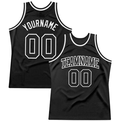 Custom Black Black-White Authentic Throwback Basketball Jersey - Sky-Custom
