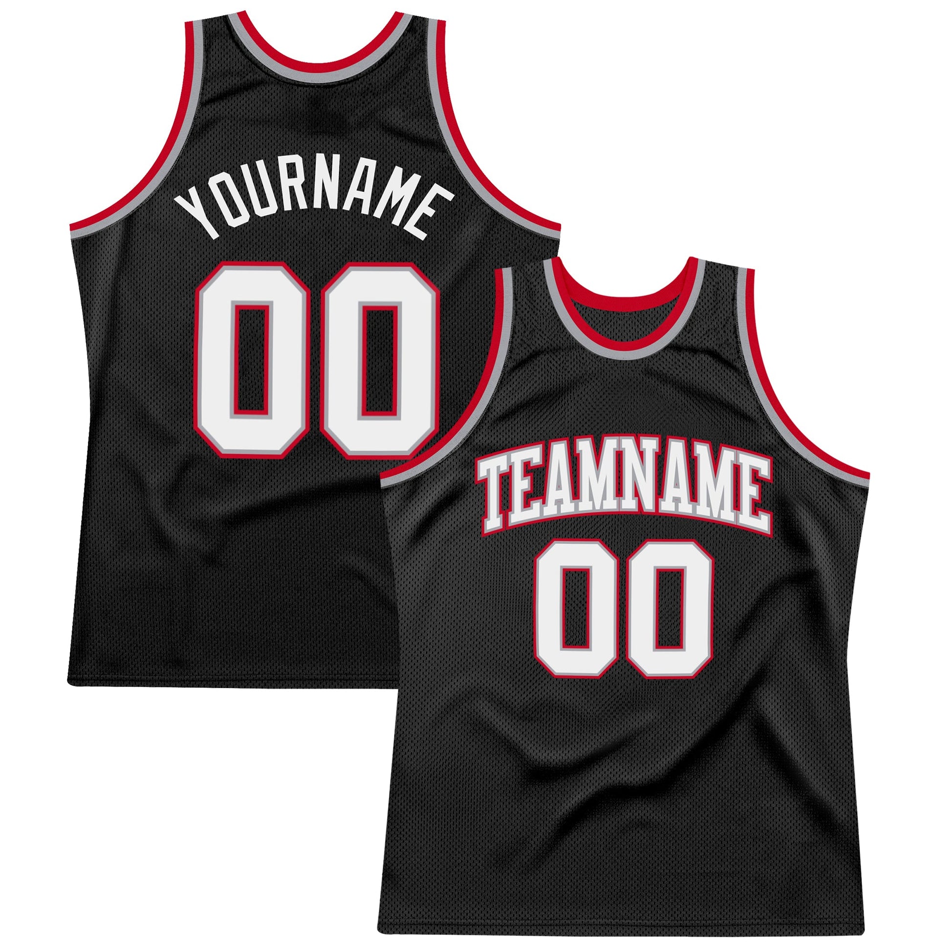 Custom Black White-Red Authentic Throwback Basketball Jersey - Sky-Custom