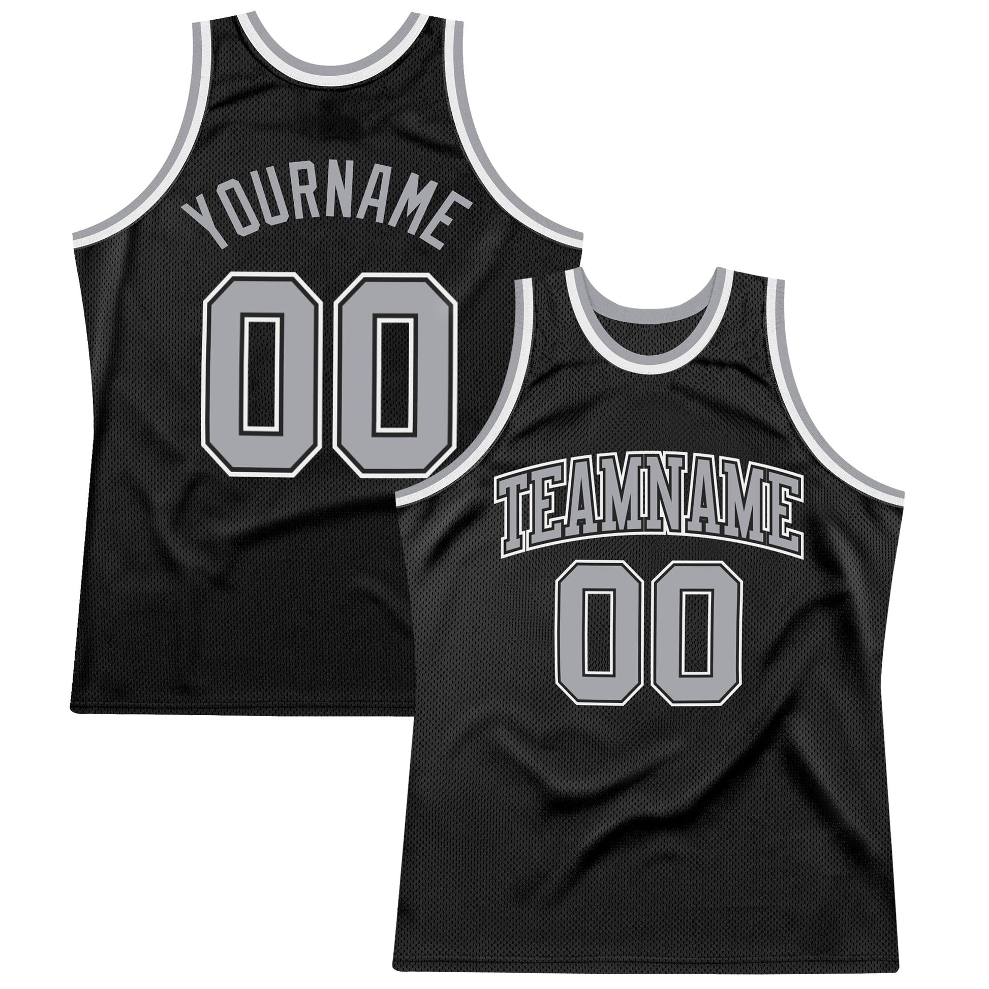 Custom Black Gray-White Authentic Throwback Basketball Jersey - Sky-Custom