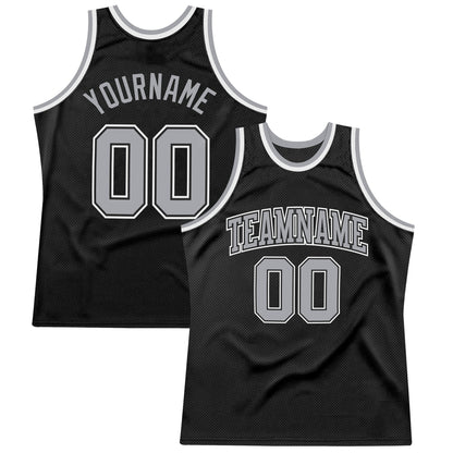 Custom Black Gray-White Authentic Throwback Basketball Jersey - Sky-Custom