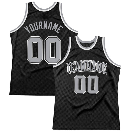 Custom Black Gray-White Authentic Throwback Basketball Jersey - Sky-Custom
