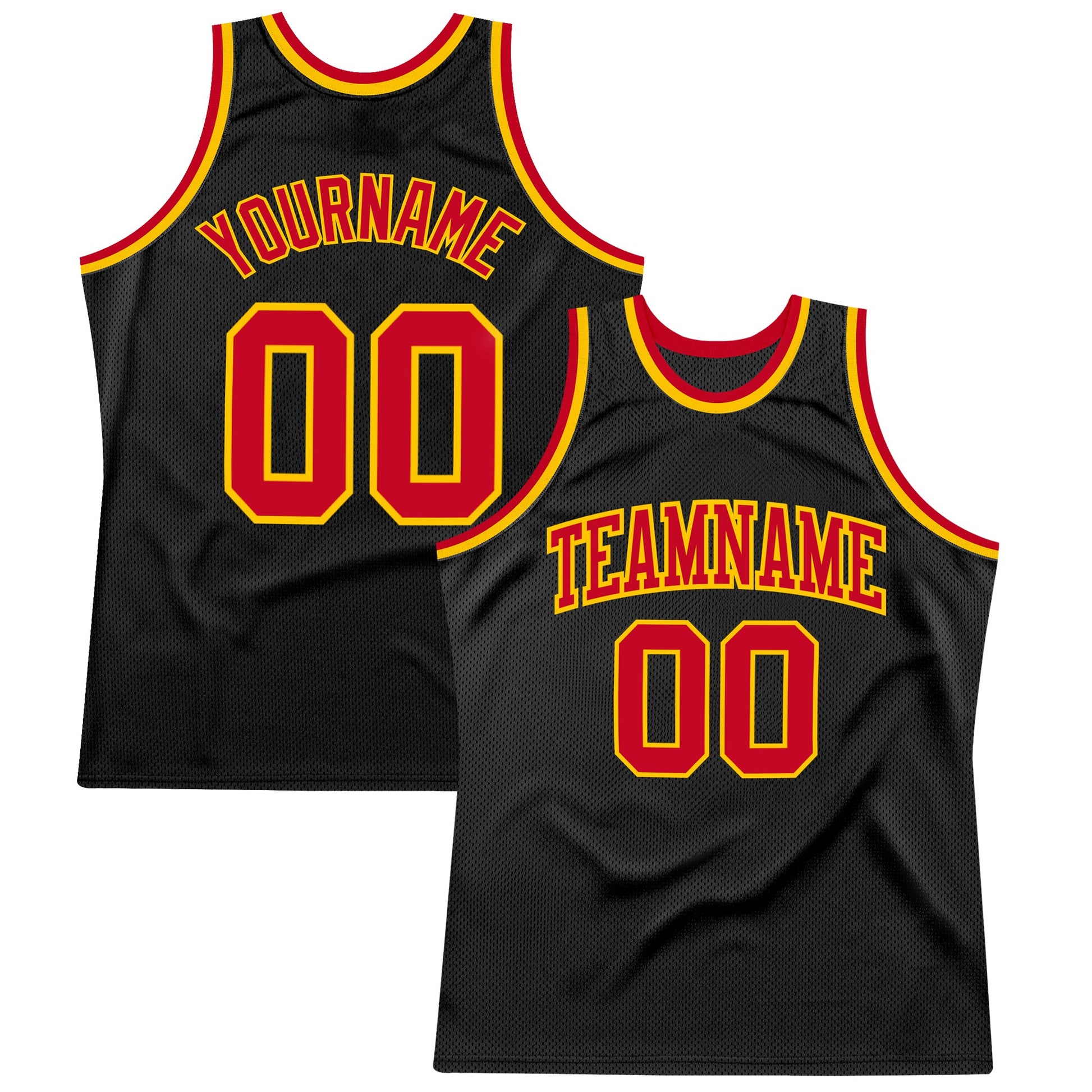 Custom Black Red-Gold Authentic Throwback Basketball Jersey - Sky-Custom