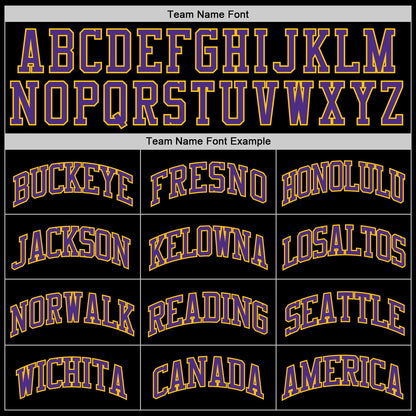 Custom Black Purple-Gold Authentic Throwback Basketball Jersey - Sky-Custom