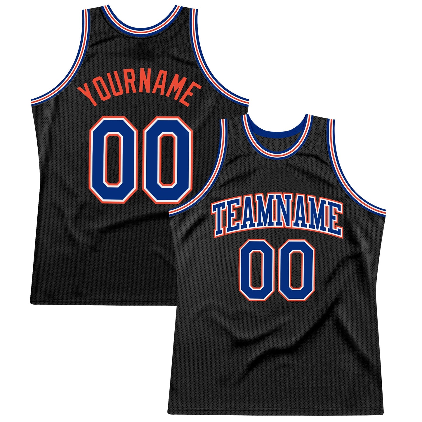 Custom Black Royal-Orange Authentic Throwback Basketball Jersey - Sky-Custom