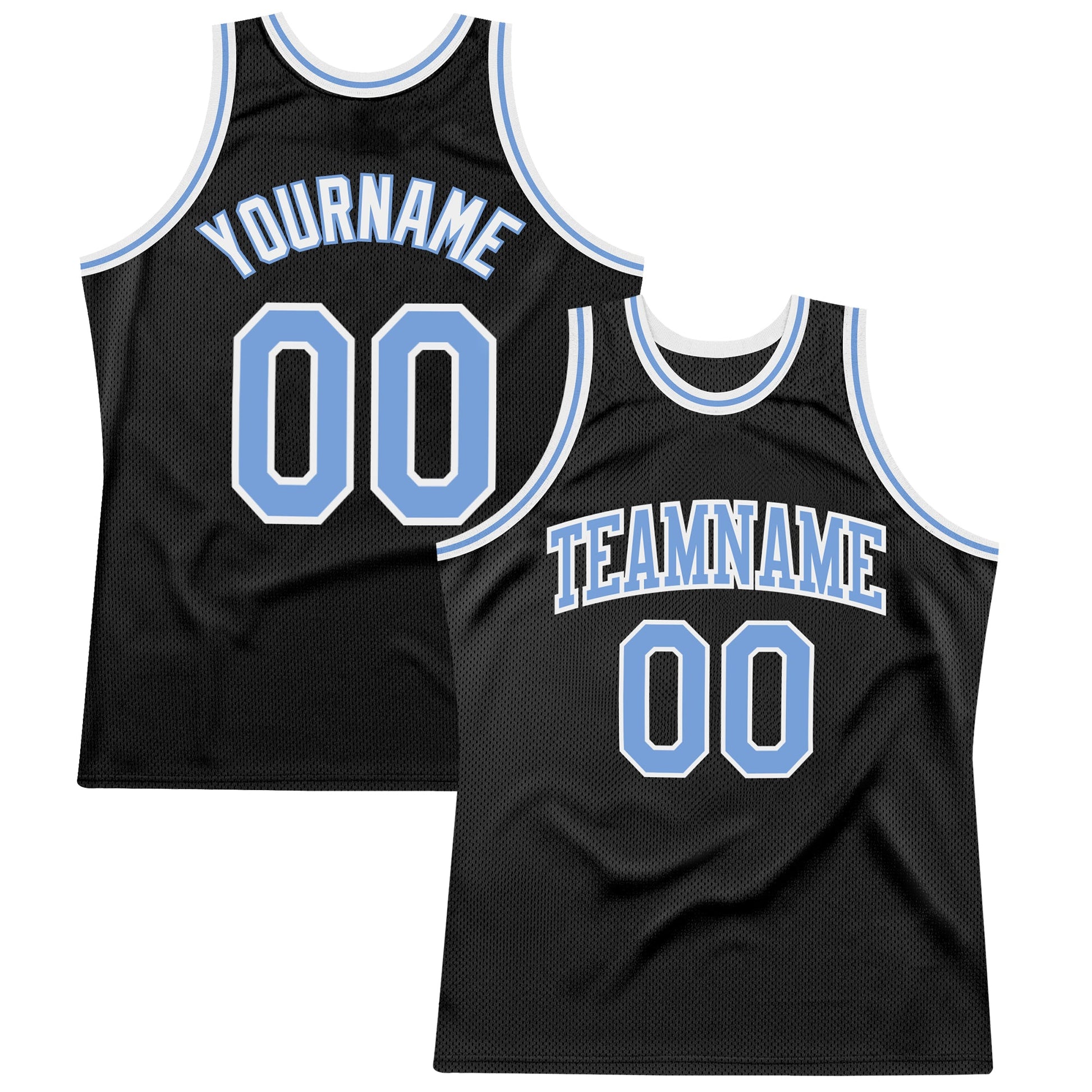 Custom Black Light Blue-White Authentic Throwback Basketball Jersey - Sky-Custom