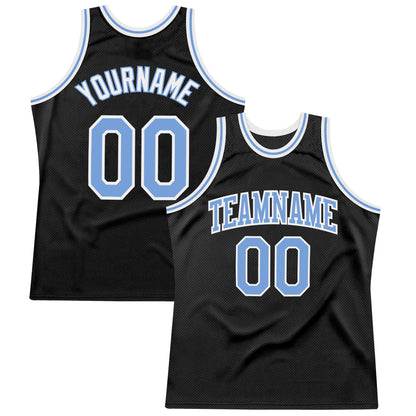 Custom Black Light Blue-White Authentic Throwback Basketball Jersey - Sky-Custom
