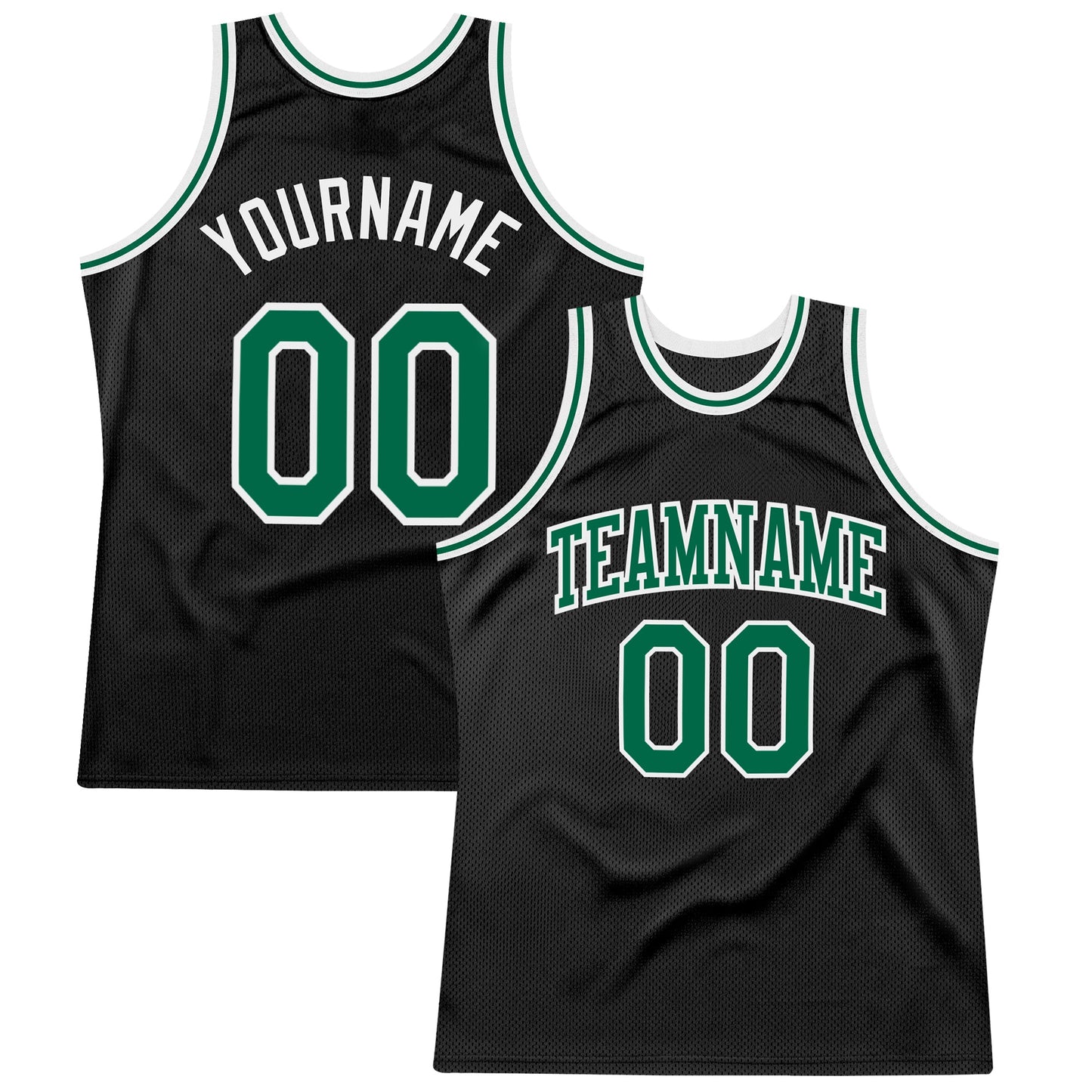 Custom Black Kelly Green-White Authentic Throwback Basketball Jersey - Sky-Custom