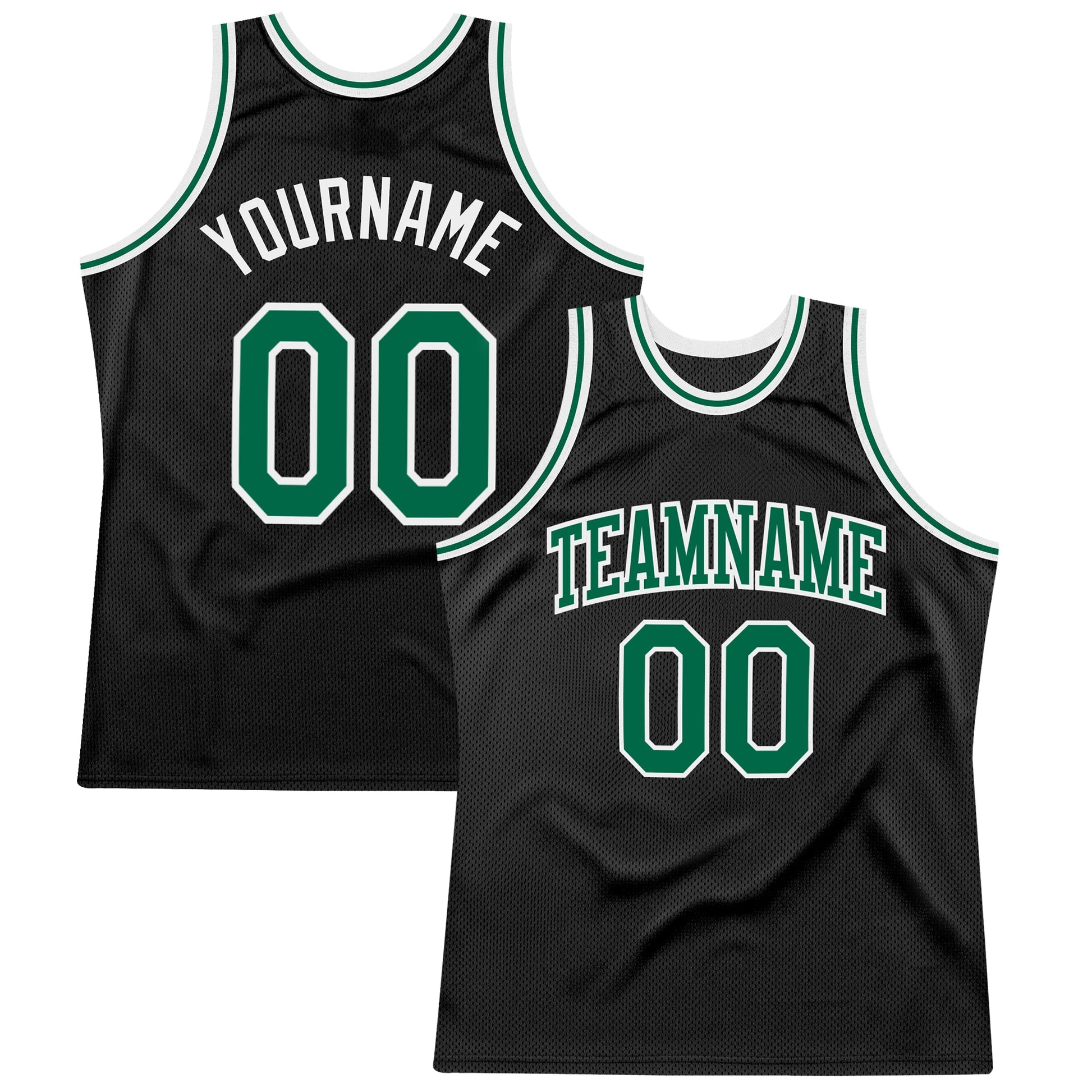 Custom Black Kelly Green-White Authentic Throwback Basketball Jersey - Sky-Custom