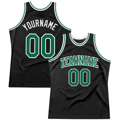 Custom Black Kelly Green-White Authentic Throwback Basketball Jersey - Sky-Custom