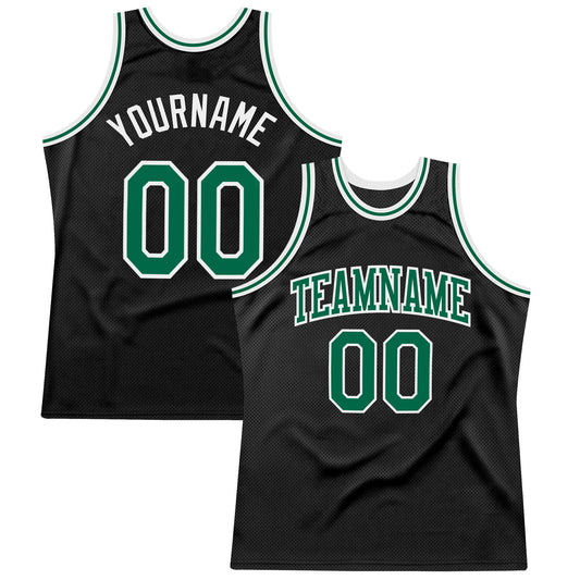 Custom Black Kelly Green-White Authentic Throwback Basketball Jersey - Sky-Custom