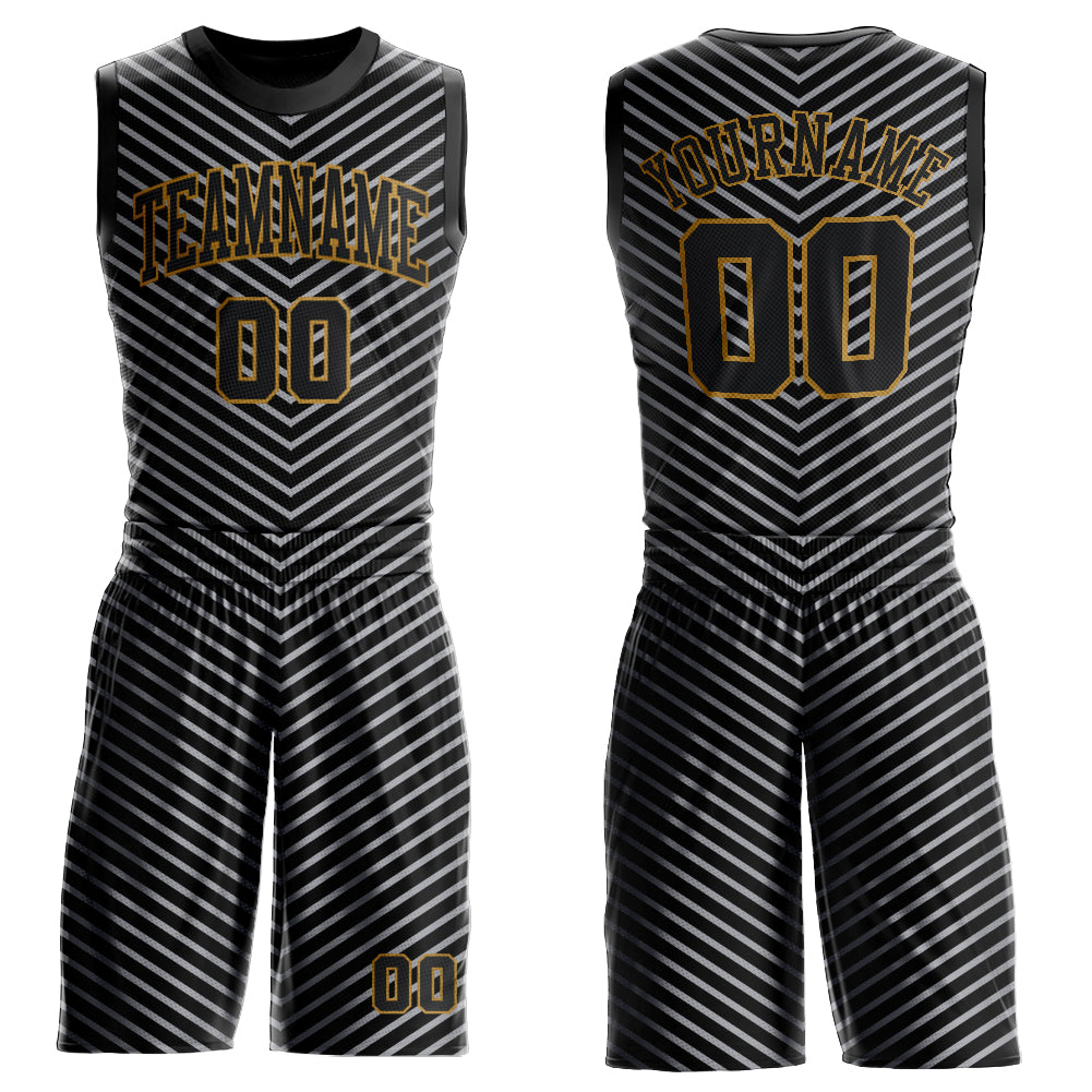 Custom Black Black-Gray Round Neck Sublimation Basketball Suit Jersey - Sky-Custom