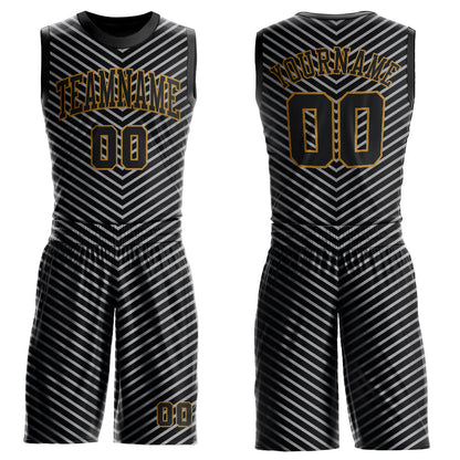 Custom Black Black-Gray Round Neck Sublimation Basketball Suit Jersey - Sky-Custom