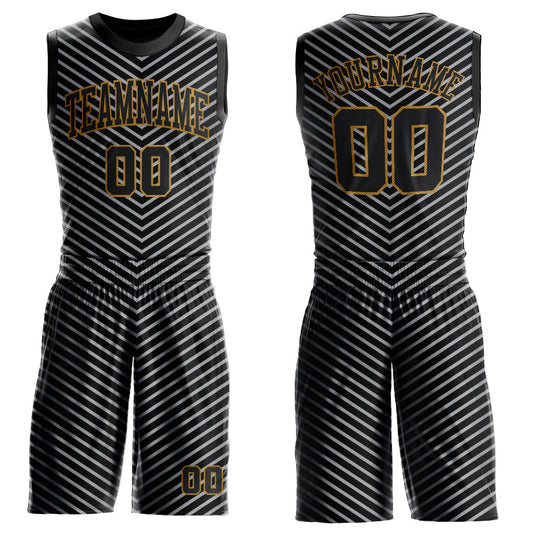Custom Black Black-Gray Round Neck Sublimation Basketball Suit Jersey - Sky-Custom