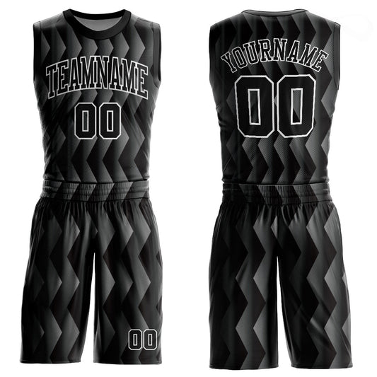 Custom Black Black-Gray Round Neck Sublimation Basketball Suit Jersey - Sky-Custom
